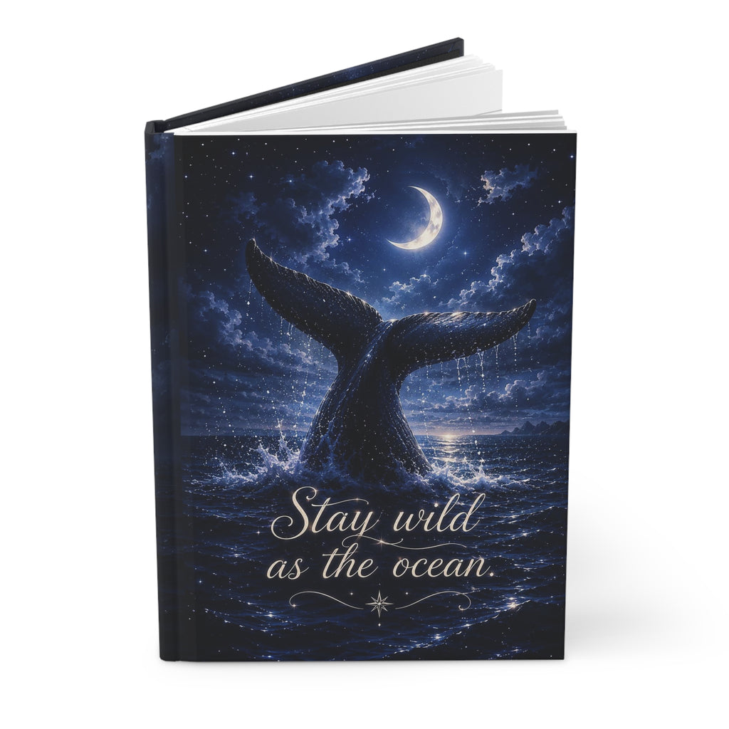 Ocean Whale Hardcover Journal — “Stay Wild as the Ocean”