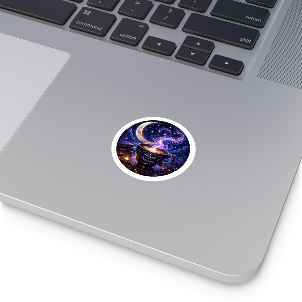 Dreamer’s Brew Round Sticker — 'Brewed for Dreamers' Coffee Sticker