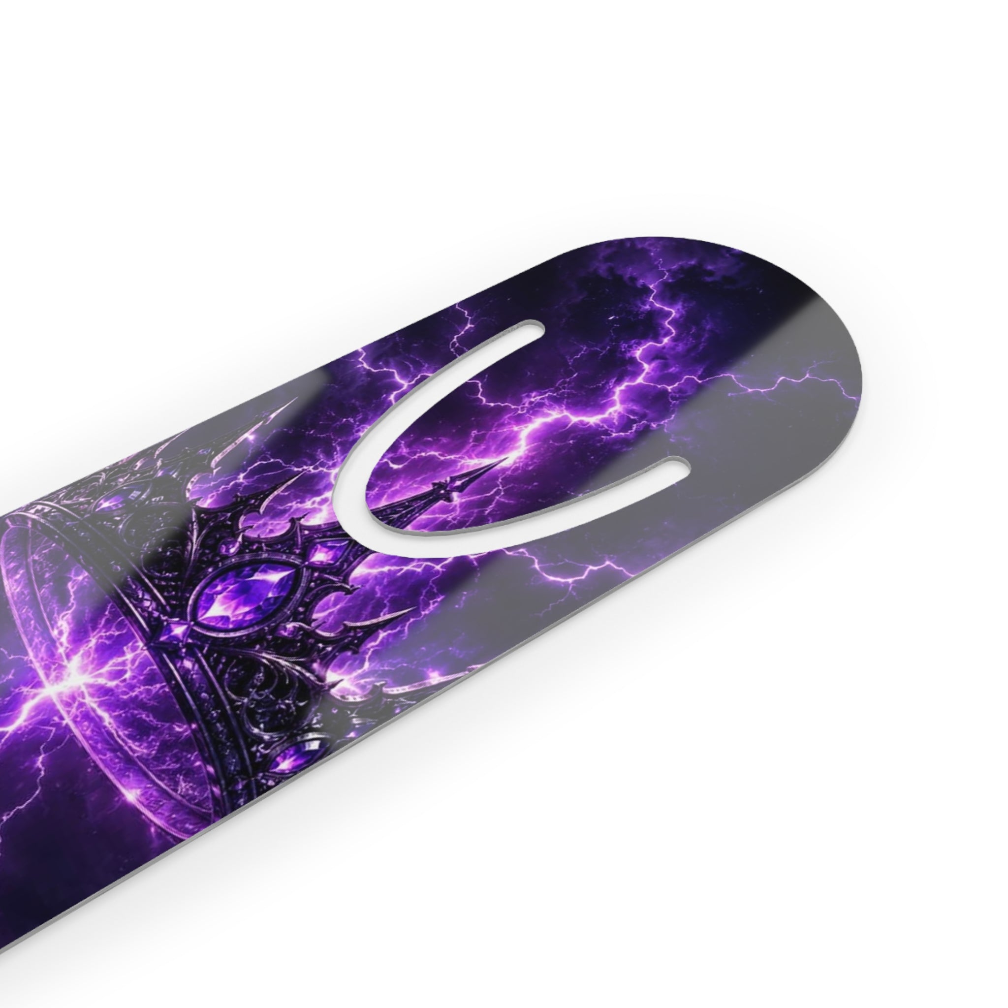 Purple Lightning Fantasy Bookmark — Mystical Castle & Crown Reading Marker