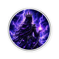 Storm Queen Round Sticker — Purple Lightning Fantasy Queen