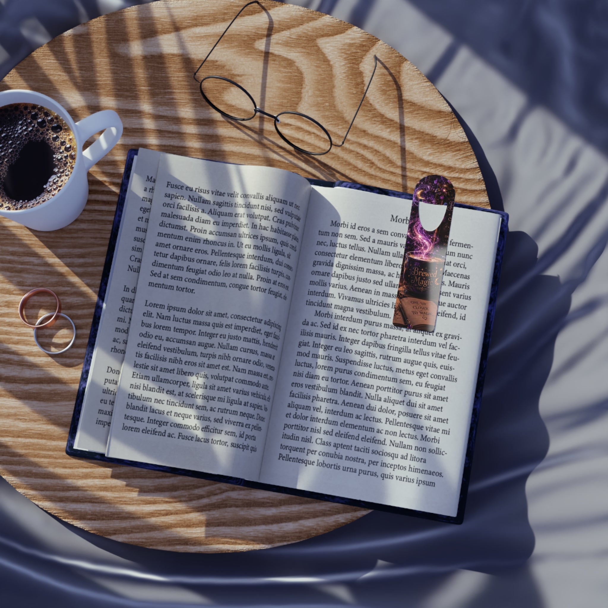 Moonlit Coffee Bookmark — Brewed for Dreamers