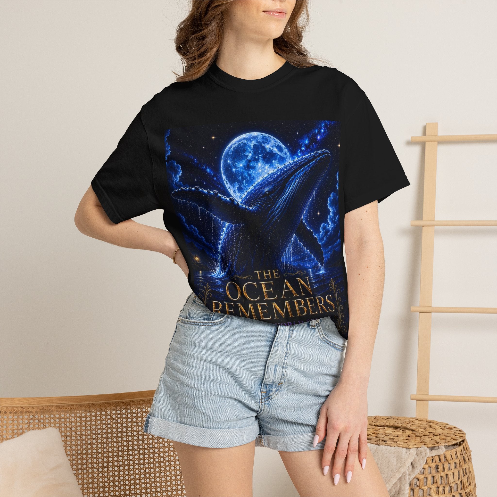 The Ocean Remembers Whale T-Shirt | Moonlit Whale Graphic Tee | Ocean Lover Gift