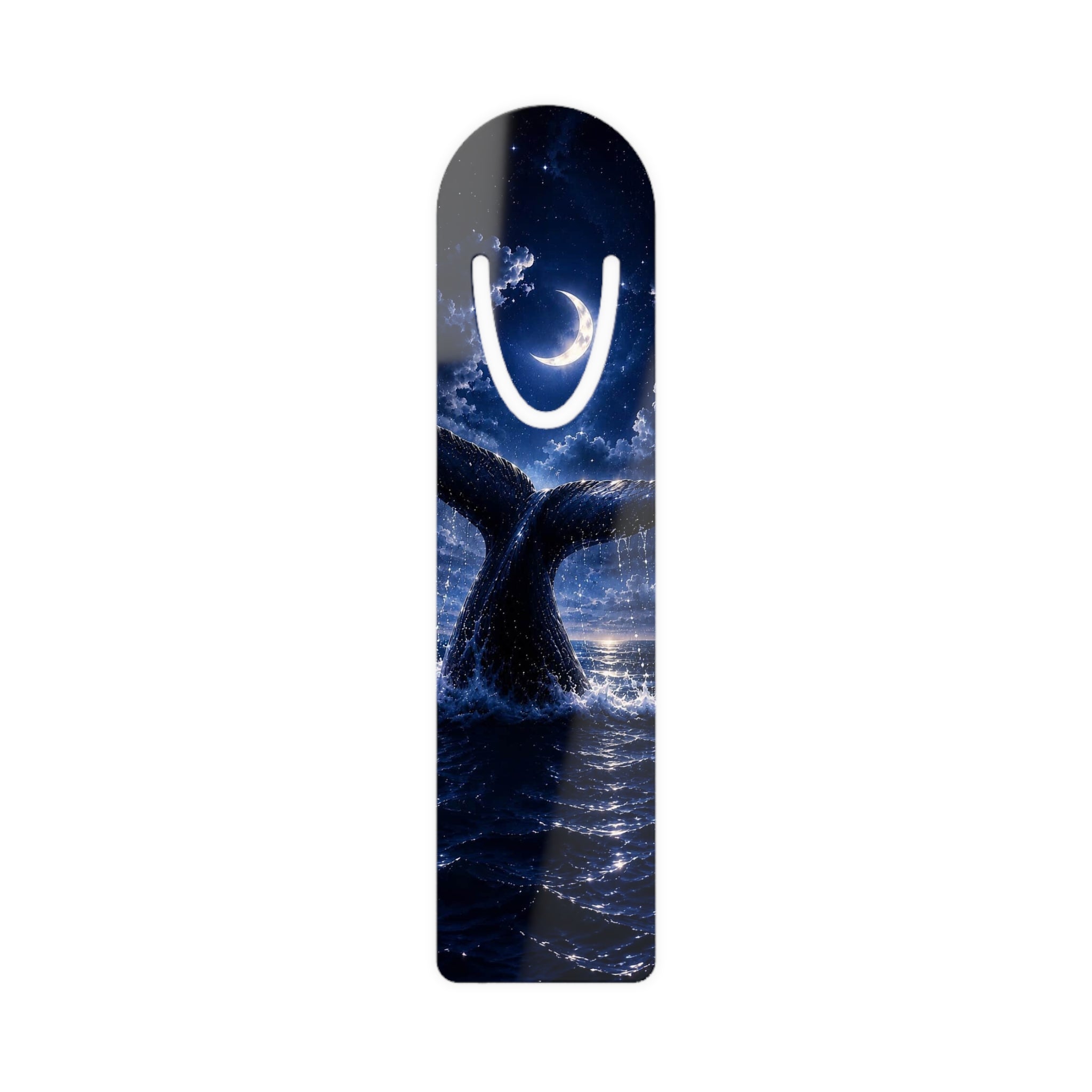 Whale Tail Night Sky Bookmark — Ocean Fantasy Metal Bookmark