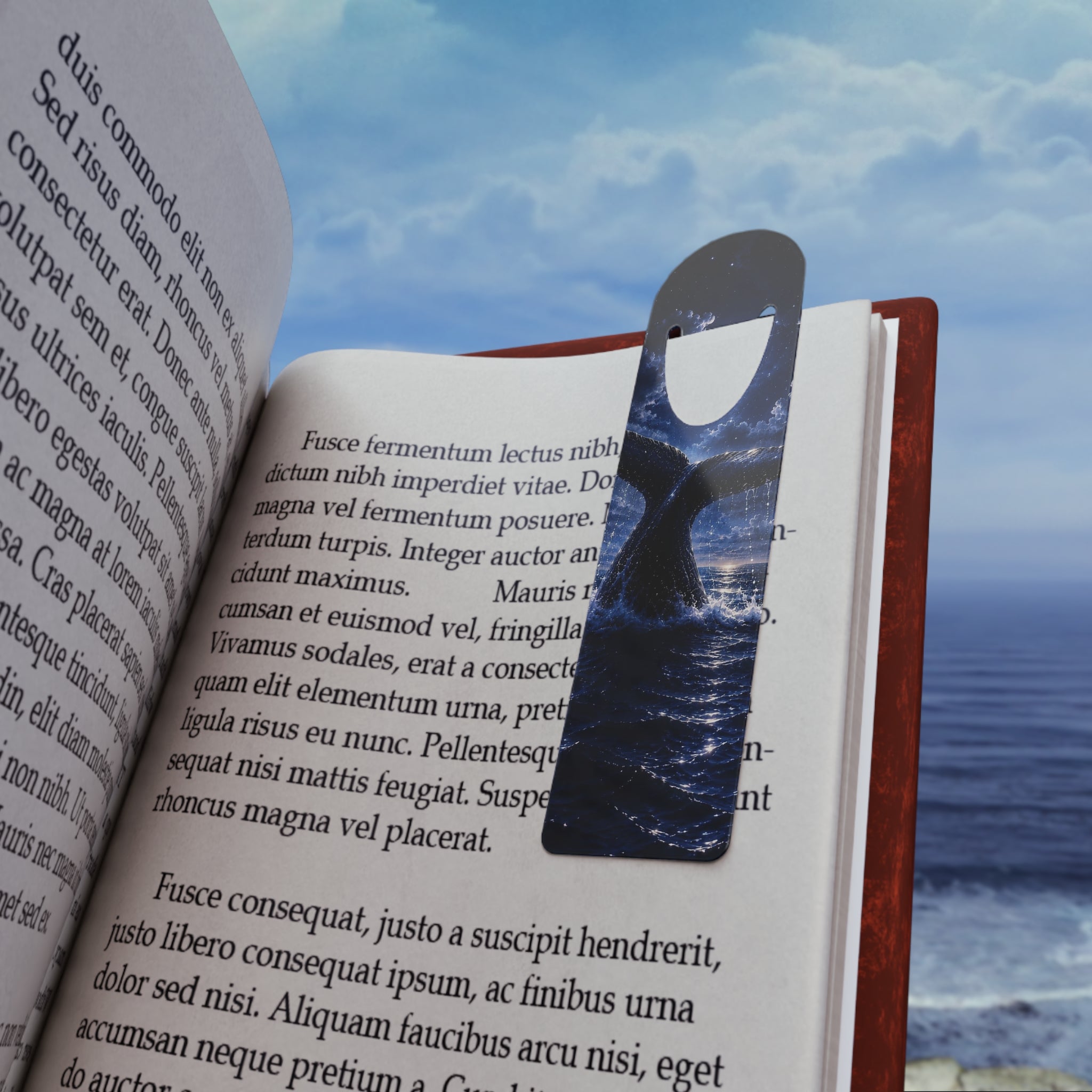 Whale Tail Night Sky Bookmark — Ocean Fantasy Metal Bookmark