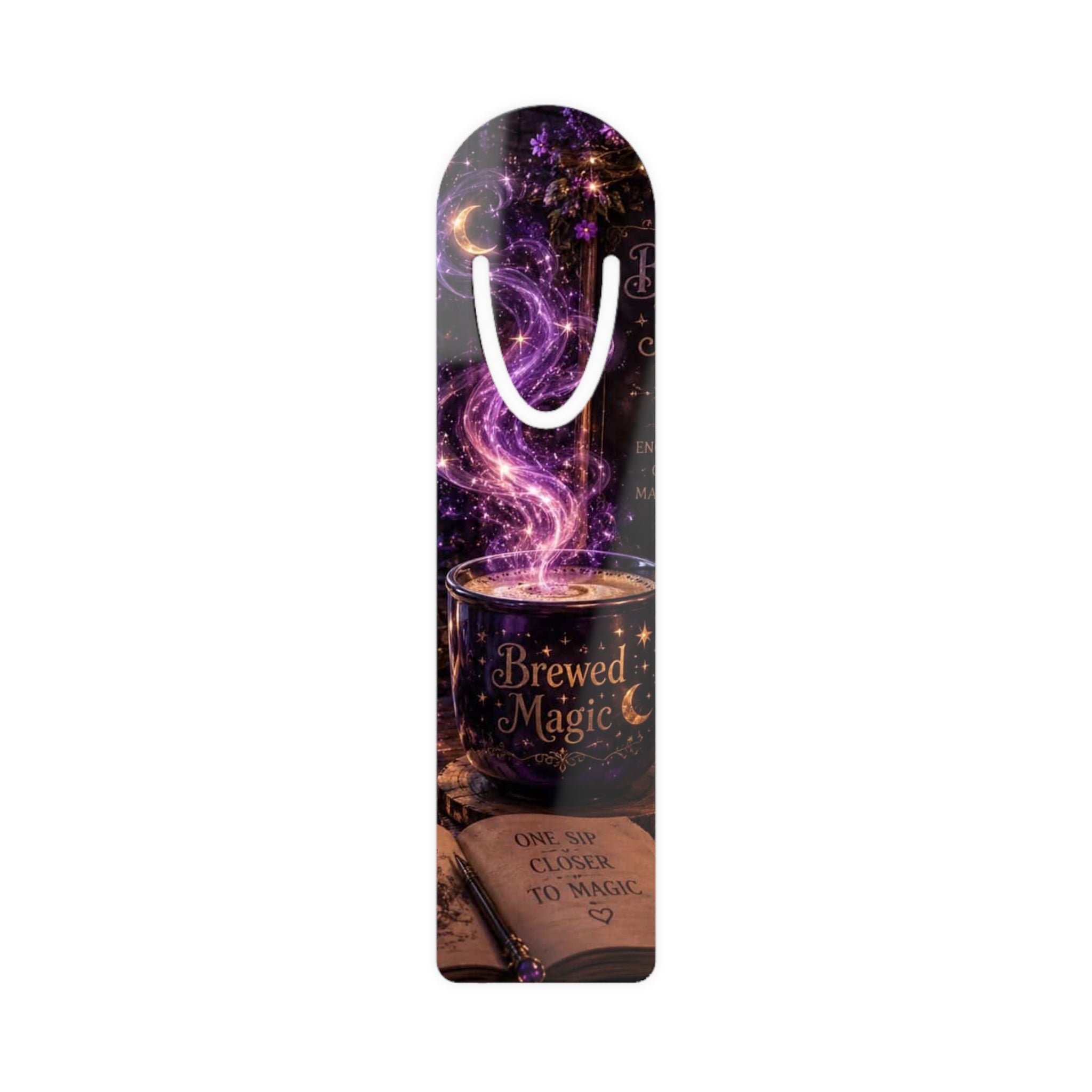 Moonlit Coffee Bookmark — Brewed for Dreamers