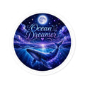 Ocean Dreamer Round Sticker — Whale & Moon Vinyl Decal
